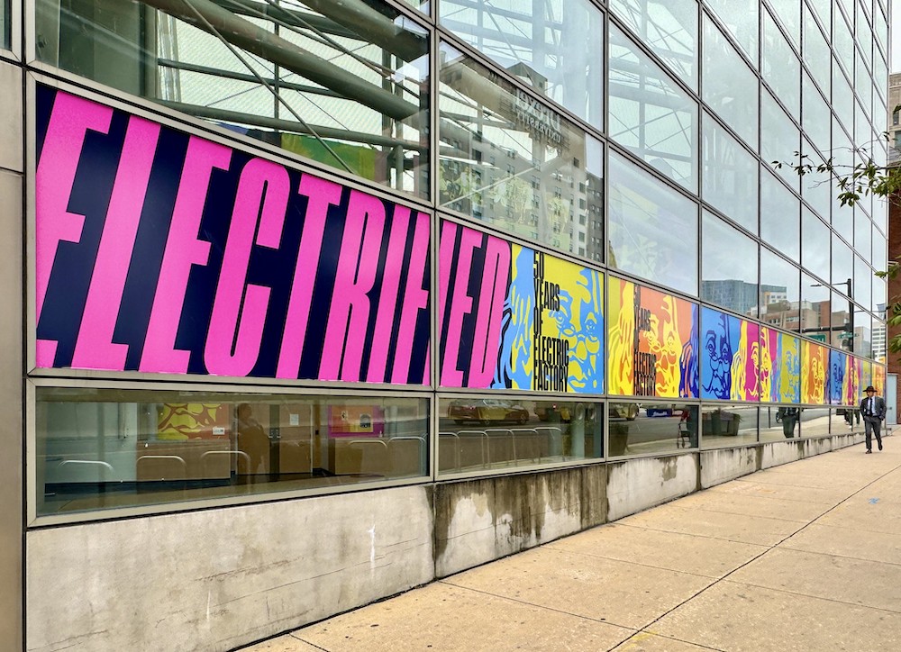 drexel university electrified exhibit - custom graphics - custom museum display graphics - color reflections - exterior banner
