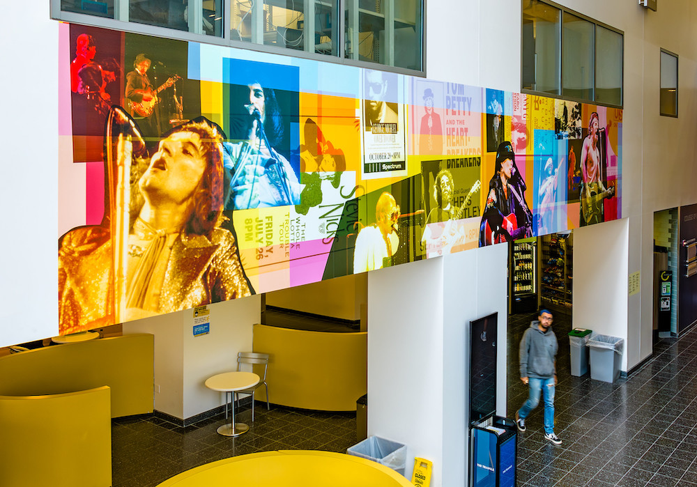 drexel university electrified exhibit - custom graphics - custom museum display graphics - color reflections - overhead poster