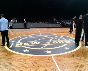 Floor graphic for New York Knicks basketball court.