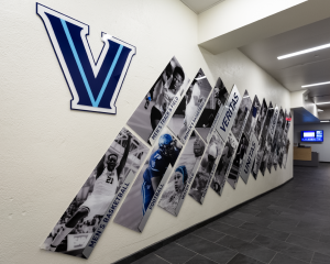 Dimensional wall decals in Villanova University's athletic building.